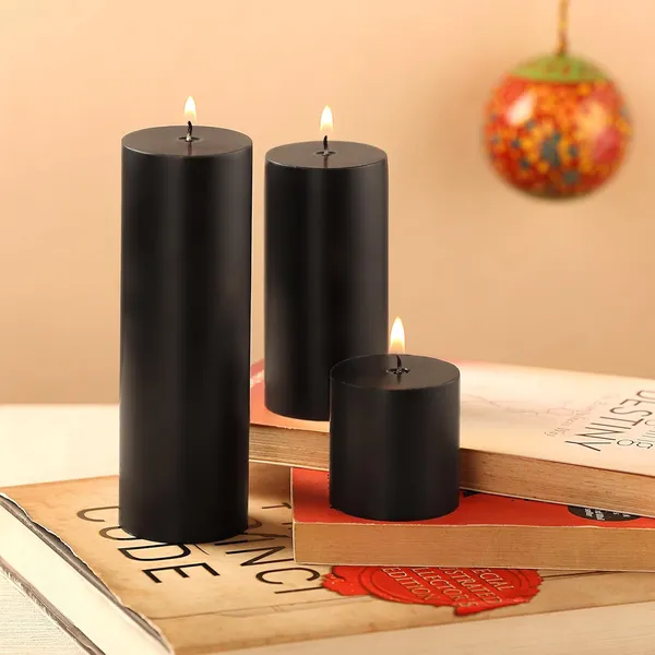Set_of_3_Black_Candles_Unscented_Pillar_Candles_2X2,_2X4,_2X6_Inches_Paraffin_Wax_Candles_Home_Decor