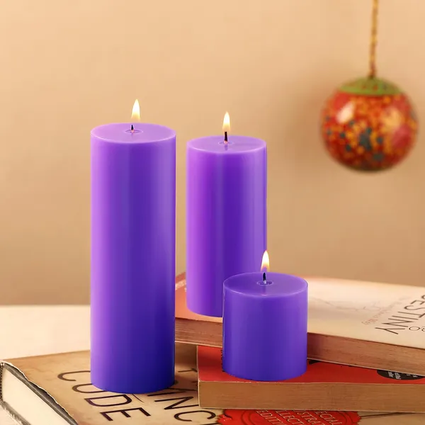 Set_of_3_Purple_Candles_Unscented_Pillar_Candles_2X2,_2X4,_2X6_Inches_Paraffin_Wax_Candles_Home_Decor