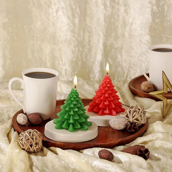 Pack_of_2_Green,_Red_Candles_Premium_Small_Christmas_Tree_Unscented_Candles_Home_Decoration