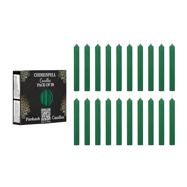 Set_of_20_Green_Wax_Candles_Chime_Candles_Ritual_Spell_Candle_Unscented