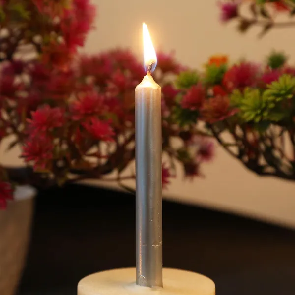 Set_Of_40_Silver_Candles_Chime_Candles/Stick_Candle/Spell_Candle_Ritual_Spell_CandleUnscented_(Silver),_Wax