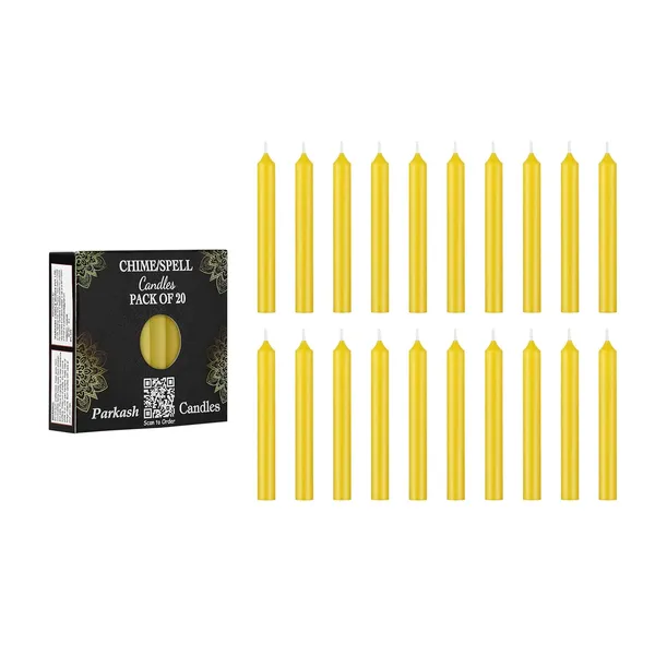 Set_of_20_Yellow_Candles_Chime_Candles_Ritual_Spell_CandleUnscented,_Wax