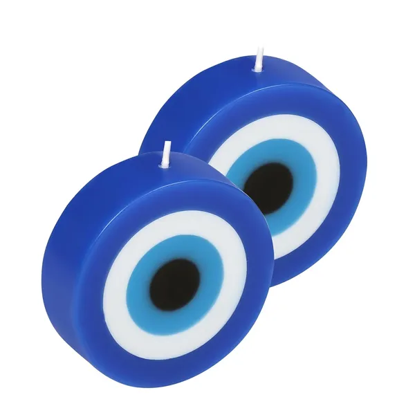 Set_Of_2_Multicolor_Candles_Blue_Evil_Eye_Candle_Gift_Nazar_Home_Decor_Handmade_Candles_Desk_Sculpture_Decoration_For_House_(Evil_Eye_-_Round),_Wax,_Unscented