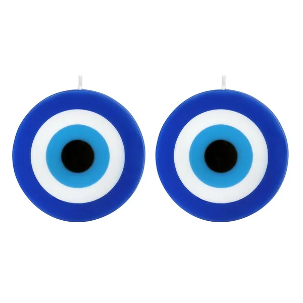 Set_Of_2_Multicolor_Candles_Blue_Evil_Eye_Candle_Gift_Nazar_Home_Decor_Handmade_Candles_Desk_Sculpture_Decoration_For_House_(Evil_Eye_-_Round),_Wax,_Unscented