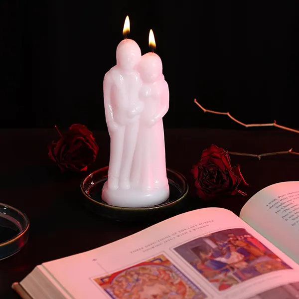 White_Paraffin_Wax_Wedding_Couple_Shaped_Candle_|_For_Home_Decoration_|_Unscented