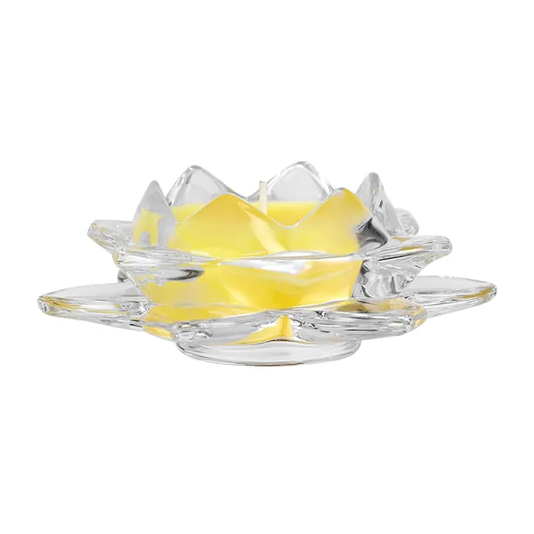Yellow_Glass_Lotus_Candle_(4.72_X_2_Inches),_Wax_Wt._:_55_Gm,_4.72_X_2_Inches