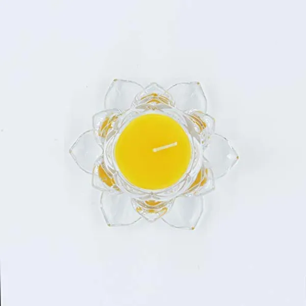 Yellow_Glass_Lotus_Candle_(4.72_X_2_Inches),_Wax_Wt._:_55_Gm,_4.72_X_2_Inches