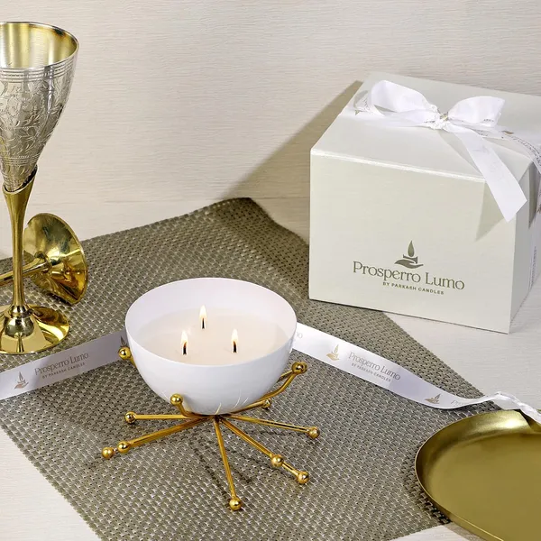 White_Candles_Modern_Bowl_Scented_Candle_With_Decorative_Brass_Stand_Soy_Wax