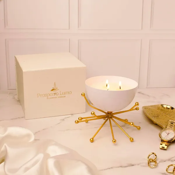 White_Candles_Modern_Bowl_Scented_Candle_With_Decorative_Brass_Stand_Soy_Wax