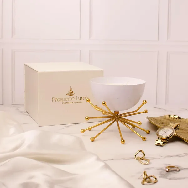 White_Candles_Modern_Bowl_Scented_Candle_With_Decorative_Brass_Stand_Soy_Wax