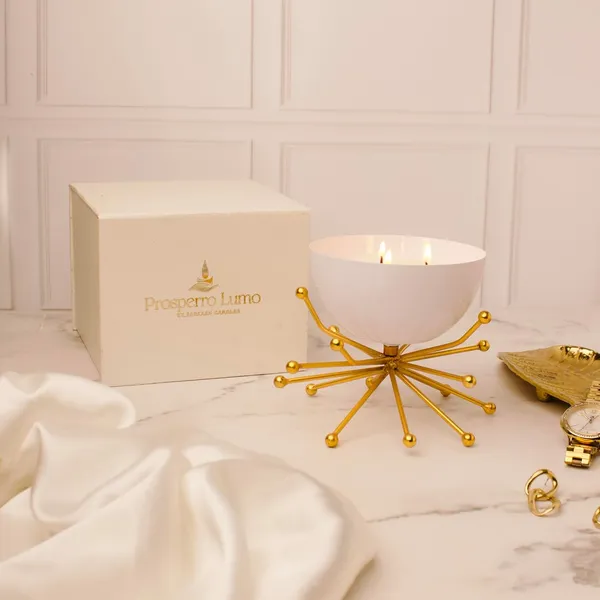 White_Candles_Modern_Bowl_Scented_Candle_With_Decorative_Brass_Stand_Soy_Wax