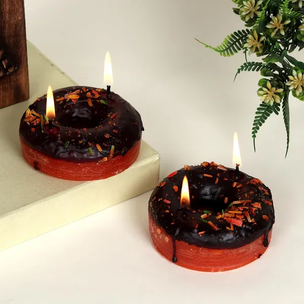 Pack_Of_2_Chocolate_Brown_Paraffin_Wax_Donuts_Candle_|_For_Home_Decor_Birthday_Gifting_|_Unscented