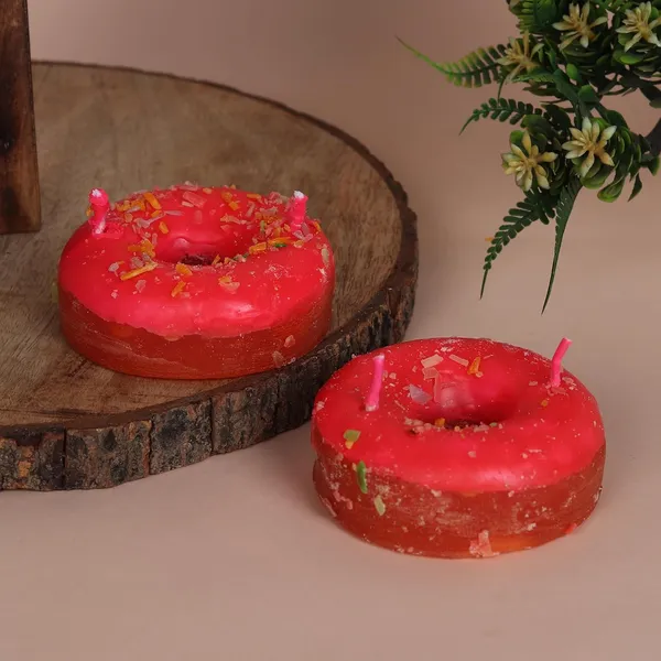 Pack_Of_2_Strawberry_Pink_Paraffin_Wax_Donuts_Candle_|_For_Home_Decor_Birthday_Gifting_|_Unscented