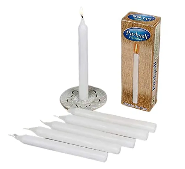 Pack_Of_12_White_Paraffin_Wax_Tapper_Candle,_Candles,_White,_Wt_:_411_Gm,_18_X_3.5_X_8_(Parkash_3006)