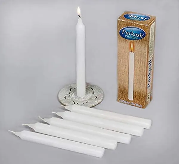 Pack_Of_12_White_Paraffin_Wax_Tapper_Candle,_Candles,_White,_Wt_:_411_Gm,_18_X_3.5_X_8_(Parkash_3006)