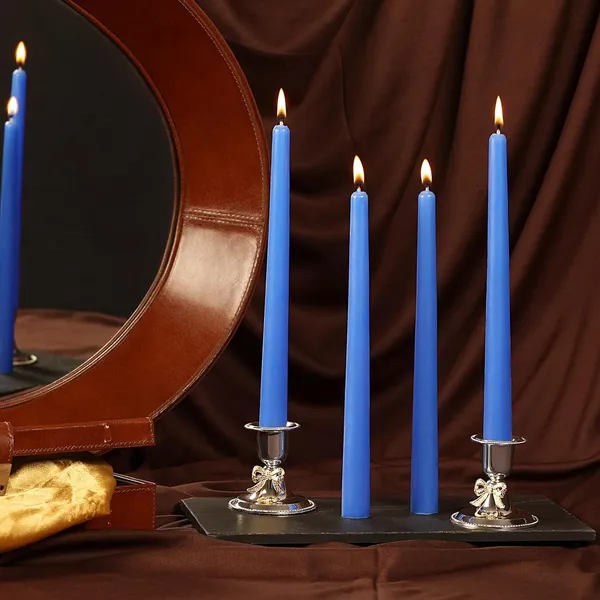 Set_of_4_Blue_Candles_Unscented_Dripless_Taper_Candles_10_Inch_X_0.75_Inch_Candle_Light_Dinner_Spell_Paraffin_Wax
