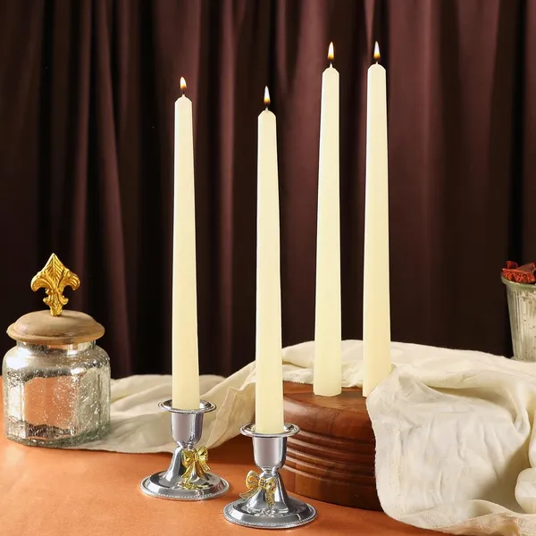 Set_of_4_Ivory_Candles_Unscented_Dripless_Taper_Candles_10_Inch_X_0.75_Inch_Candle_Light_Dinner_Spell_Paraffin_Wax