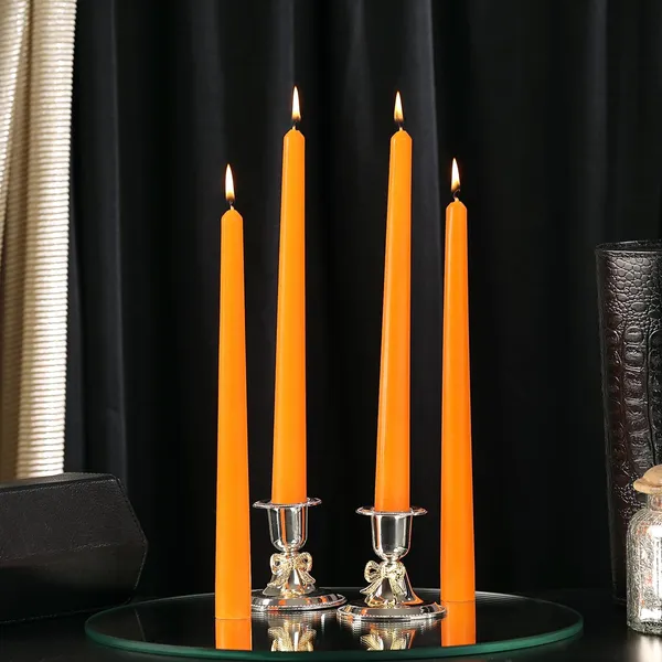 Set_of_4_Orange_Candles_Unscented_Dripless_Taper_Candles_10_Inch_X_0.75_Inch_Candle_Light_Dinner_Spell_Paraffin_Wax