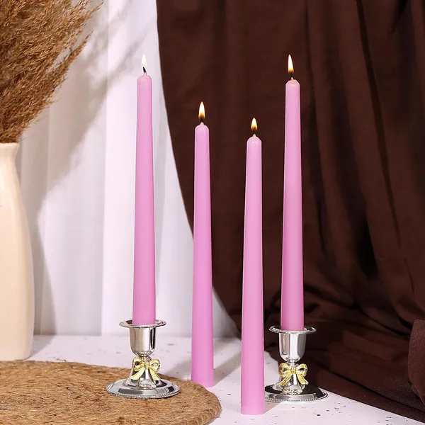 Set_of_4_Pink_Candles_Unscented_Dripless_Taper_Candles_10_Inch_X_0.75_Inch_Candle_Light_Dinner_Spell_Paraffin_Wax