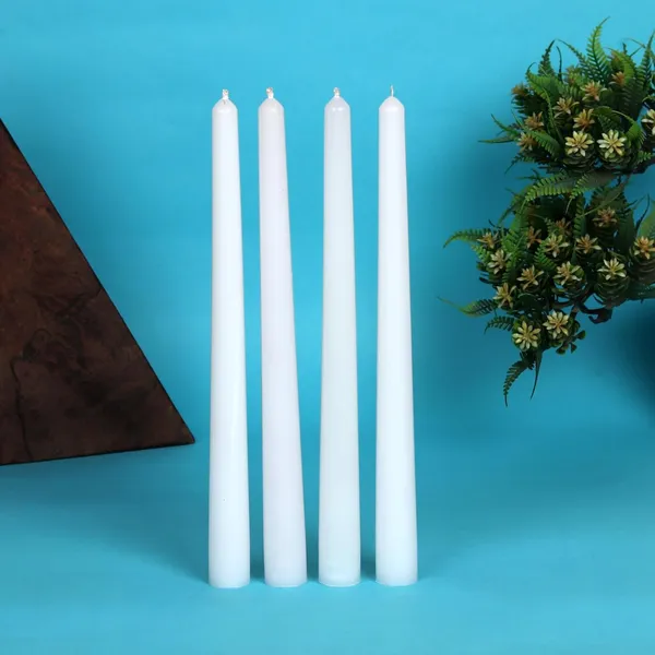 Set_of_4_White_Candles_Unscented_Dripless_Taper_Candles_10_Inch_X_0.75_Inch_Ram_Mandir_Candle_Spell_Paraffin_Wax