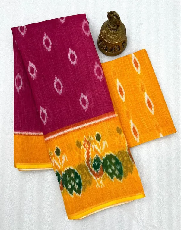 Yellow&Pink_Cotton_Linen_With_Digital_Print_Patterns