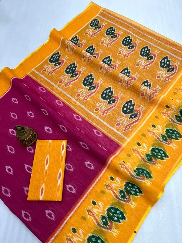 Yellow&Pink_Cotton_Linen_With_Digital_Print_Patterns