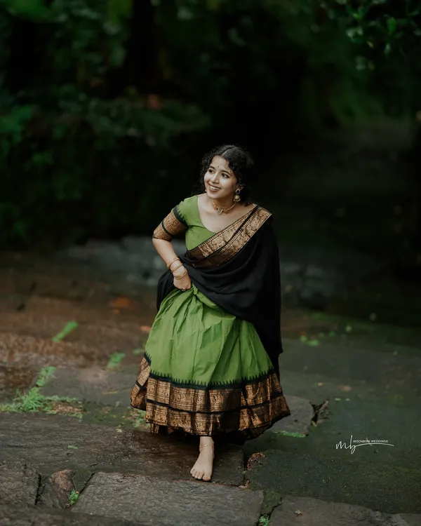 Mehndi-Black_Kanjiveram_Silk_Zari_Lehenga_With_Blouse_Along_With_Banarsi_Silk_Dupatta