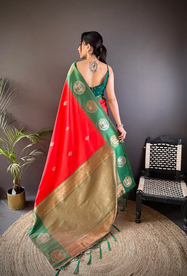 Red__Women's_Kanjivaram_Pure_Handloom_Soft_Silk_Saree_With_Blouse_Piece.