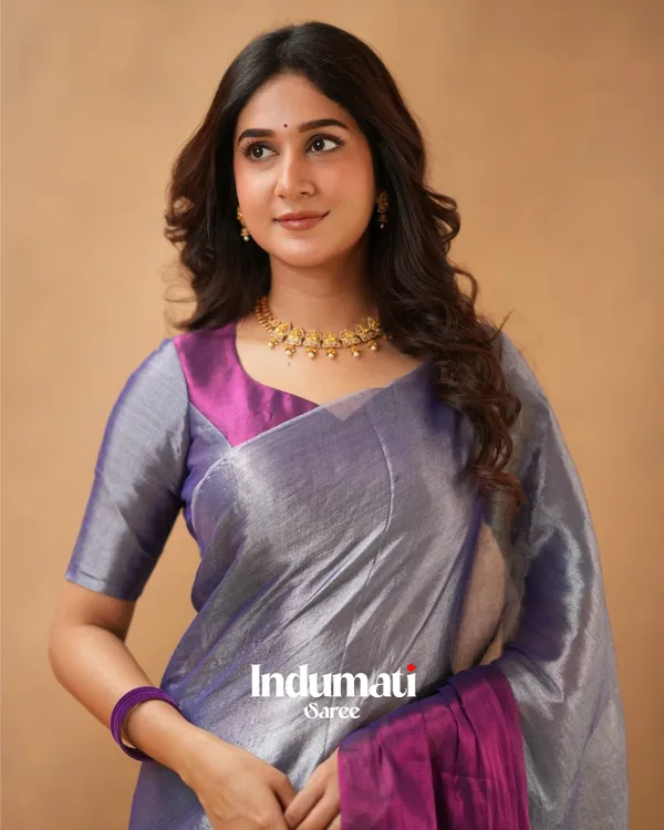 Purple_&_Silver_Tissue_Cotton_Saree_with_Blouse_Piece
