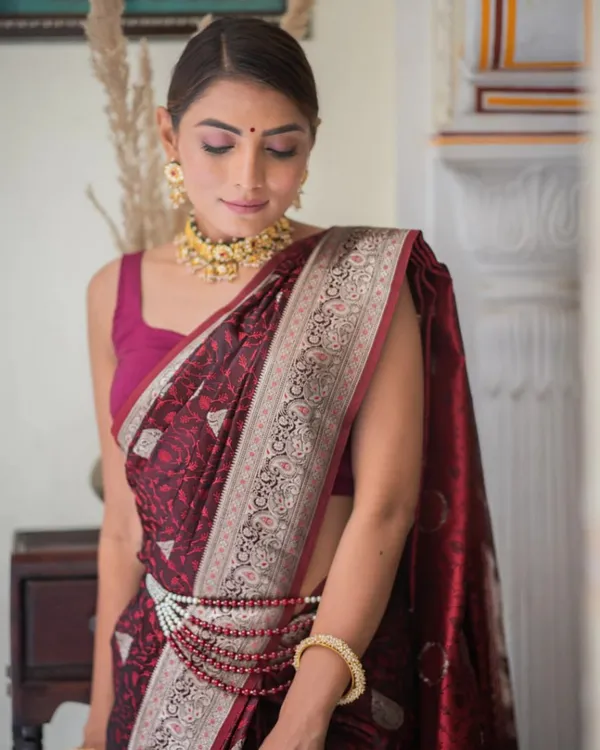 Maroon_Color_Going_Fast_Soft_Banarasi_Silk_Saree_with_Classy_Bloue_Piece