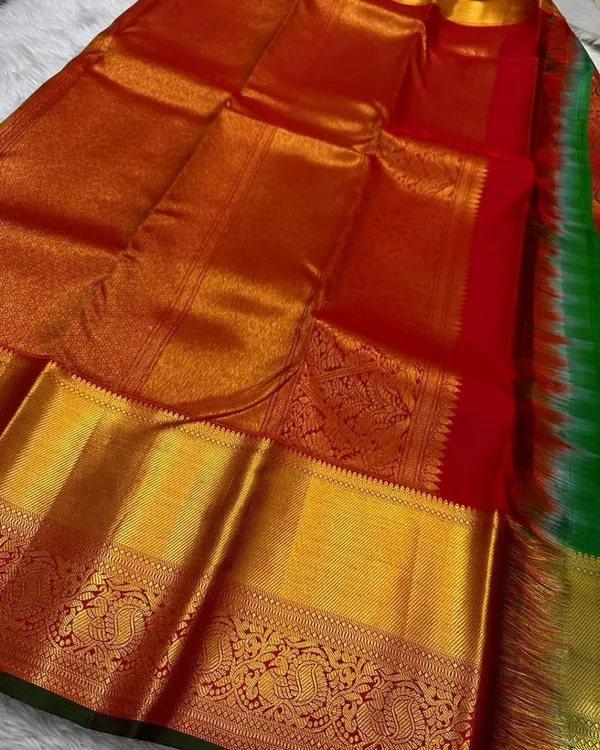 Red_Color_Latest_Add_Soft_Banarasi_Silk_Saree_with_Pure_Golden_Zari_Work_&_Classy_Bloue_Piece