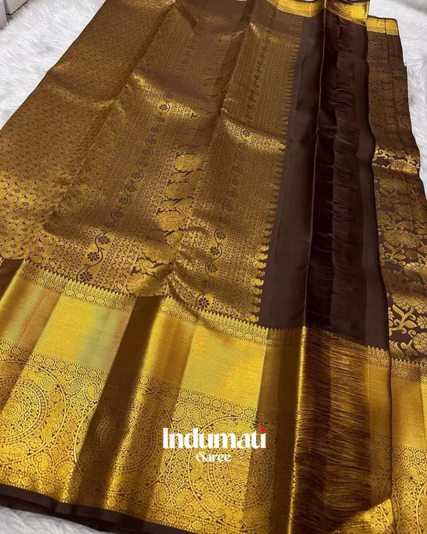 Coffe_Color_Hot_Right_Soft_Banarasi_Silk_Saree_with_Pure_Golden_Zari_work_&_Classy_Blouse_Piece