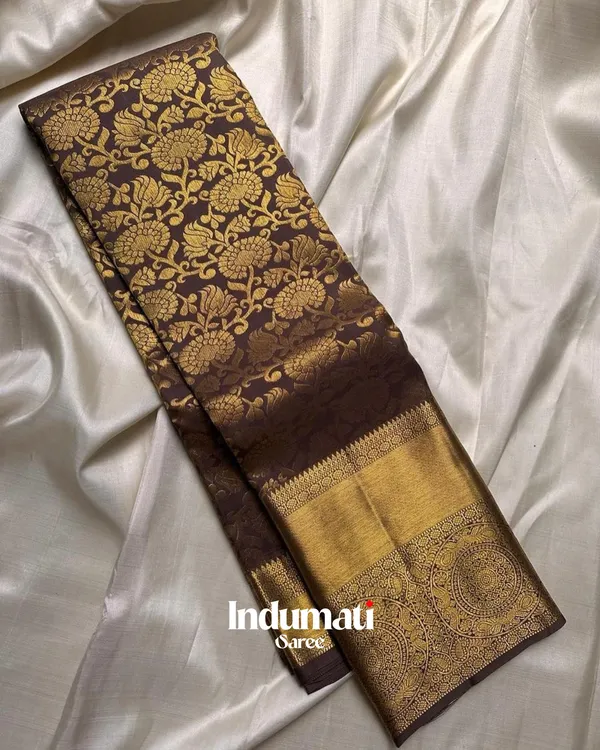 Coffe_Color_Hot_Right_Soft_Banarasi_Silk_Saree_with_Pure_Golden_Zari_work_&_Classy_Blouse_Piece