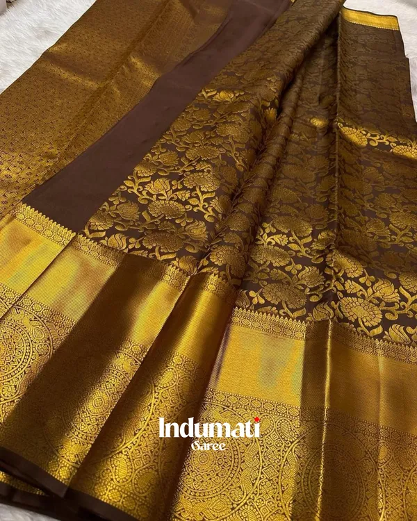 Coffe_Color_Hot_Right_Soft_Banarasi_Silk_Saree_with_Pure_Golden_Zari_work_&_Classy_Blouse_Piece