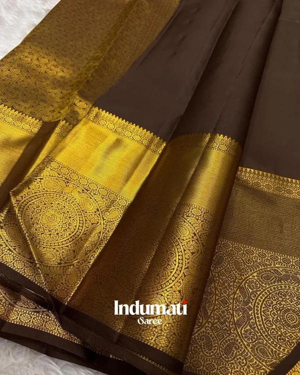 Coffe_Color_Hot_Right_Soft_Banarasi_Silk_Saree_with_Pure_Golden_Zari_work_&_Classy_Blouse_Piece