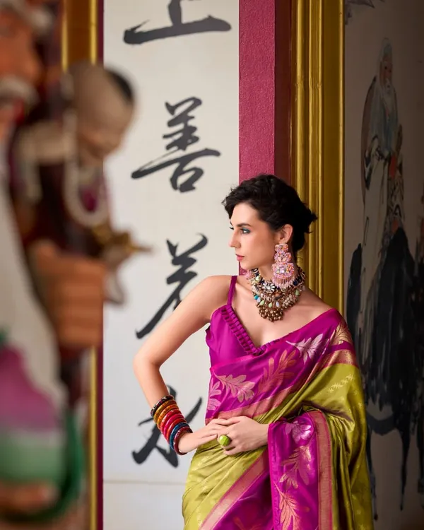 Musterd_Yellow_And_Purple_Color_Pro_Collection_Soft_Banarasi_Silk_Saree_with_Classy_Bloue_Piece