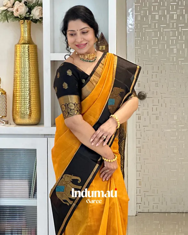 Yellow_Color_Recently_Launched_Soft_Banarasi_Silk_Saree_with_Classy_Blouse_Piece