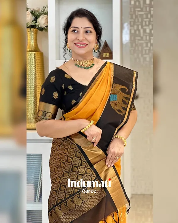 Yellow_Color_Recently_Launched_Soft_Banarasi_Silk_Saree_with_Classy_Blouse_Piece