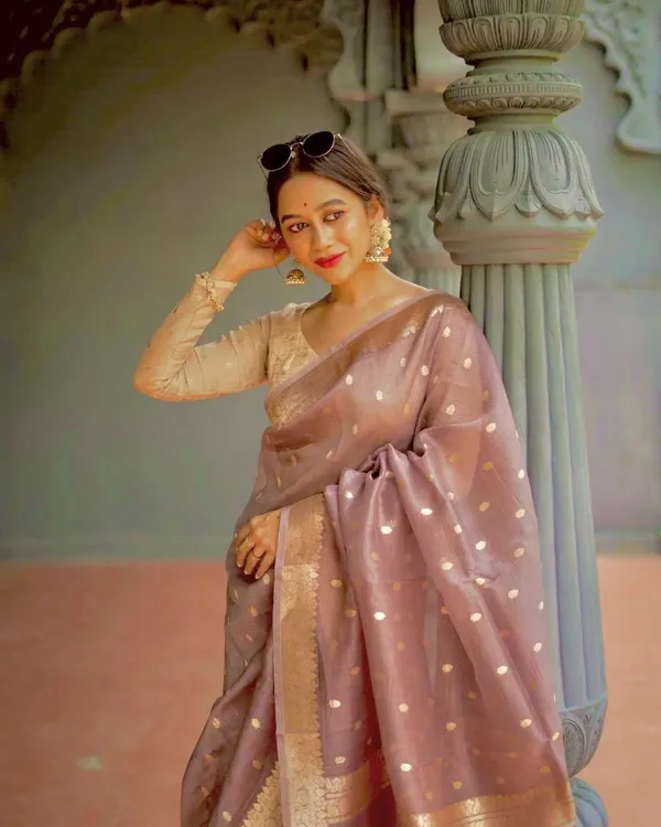 Peach_Color_Customer_Favorite_Soft_Banarasi_Silk_Saree_with_Classy_Bloue_Piece