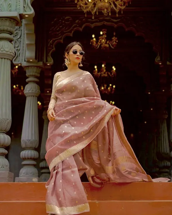 Peach_Color_Customer_Favorite_Soft_Banarasi_Silk_Saree_with_Classy_Bloue_Piece