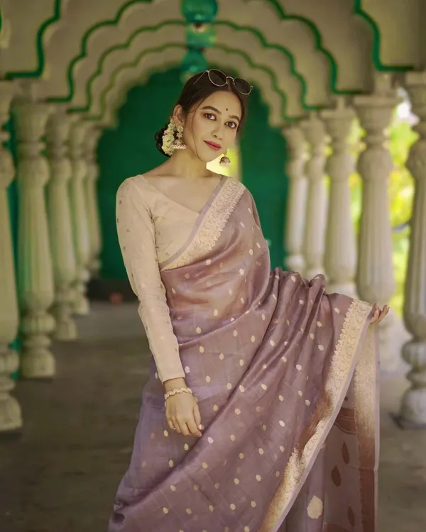 Peach_Color_Customer_Favorite_Soft_Banarasi_Silk_Saree_with_Classy_Bloue_Piece