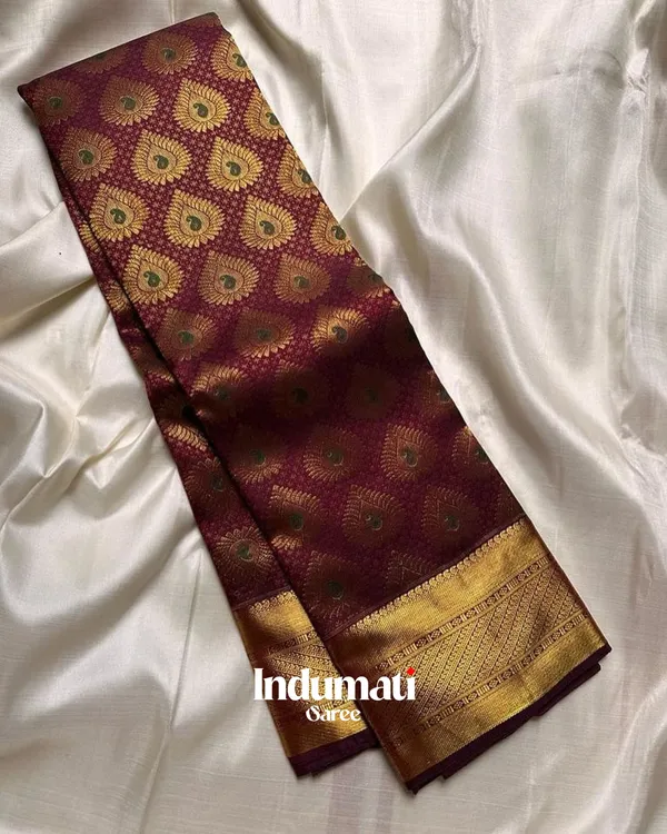 Brown_Color_Color_Just_Soft_Banarasi_Silk_Saree_with_Pure_Golden_Zari_work_&_Classy_Blouse_Piece