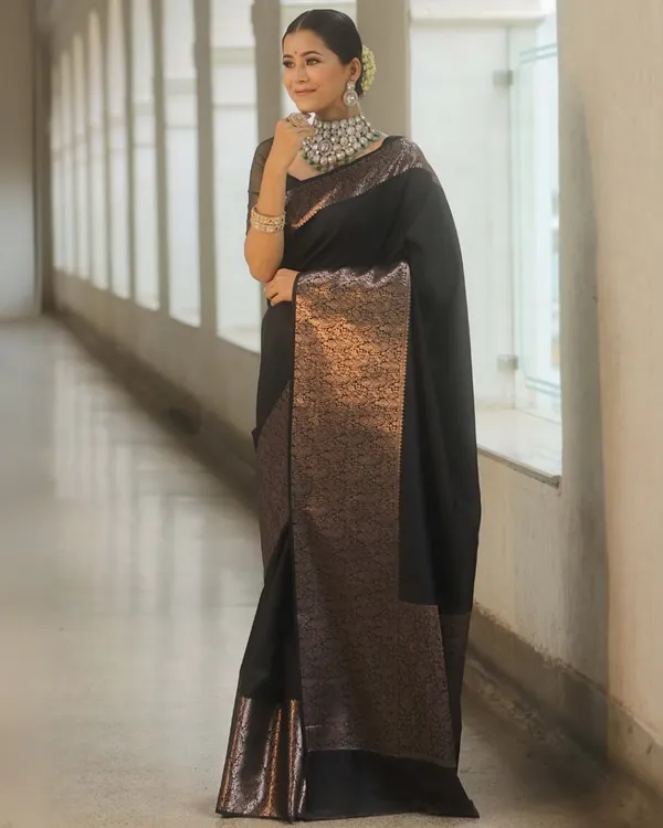 Black_Color_Recently_Added_Soft_Banarasi_Silk_Saree_with_Classy_Bloue_Piece