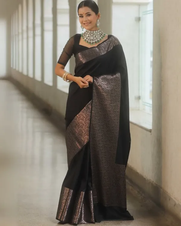 Black_Color_Recently_Added_Soft_Banarasi_Silk_Saree_with_Classy_Bloue_Piece
