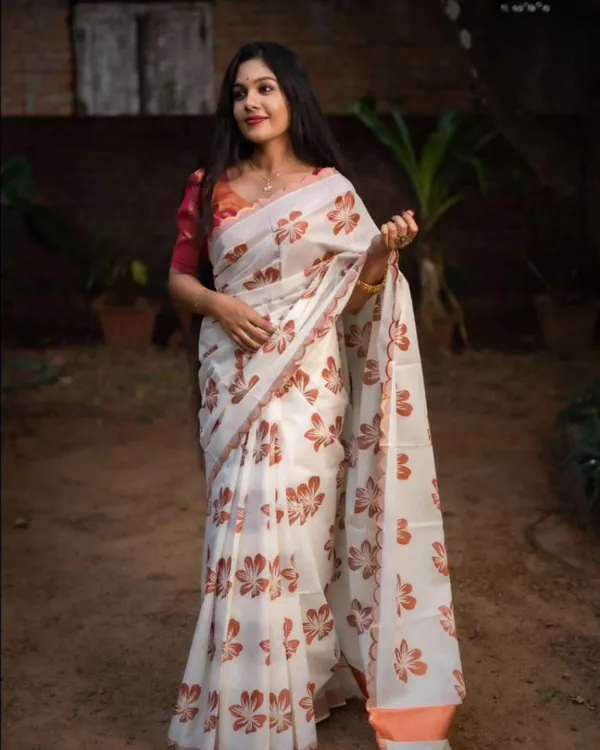 White_Color_Just_In_Soft_Banarasi_Silk_Saree_with_Classy_Bloue_Piece