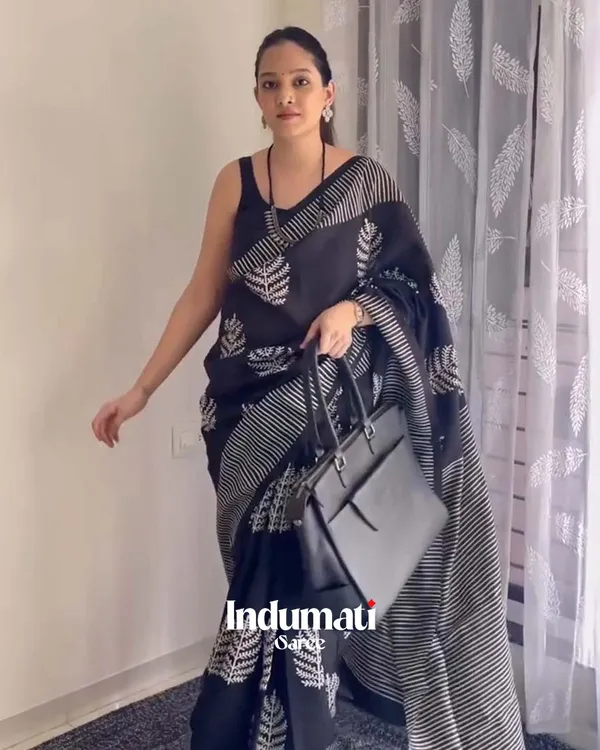 Shadow_Petals_-_Black_Linen_Saree_with_Black_Blouse_and_Floral_Accent