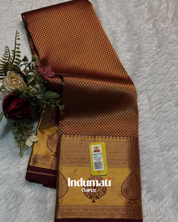 Brown_Color_Now_Available_Soft_Banarasi_Silk_Saree_with_Pure_Golden_Zari_work_&_Classy_Blouse_Piece