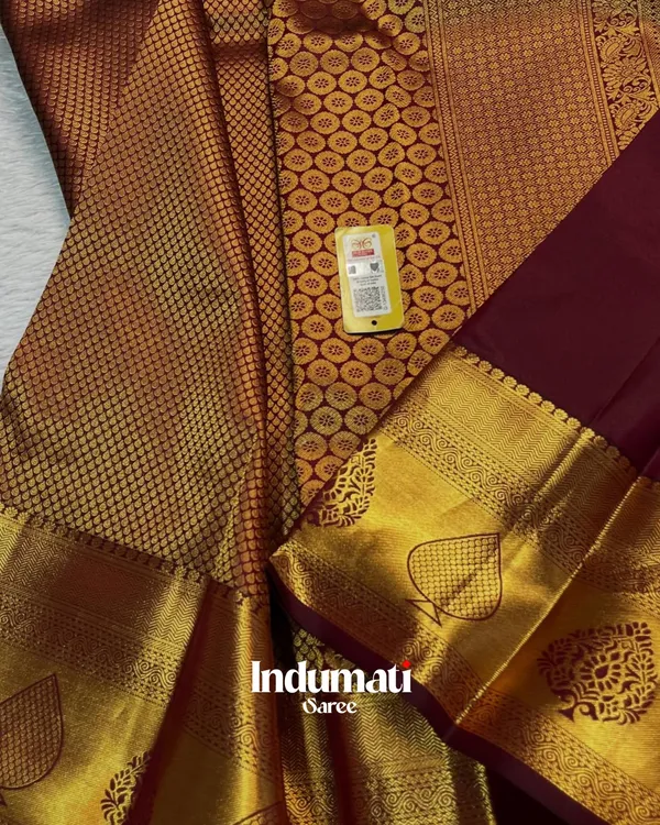 Brown_Color_Now_Available_Soft_Banarasi_Silk_Saree_with_Pure_Golden_Zari_work_&_Classy_Blouse_Piece