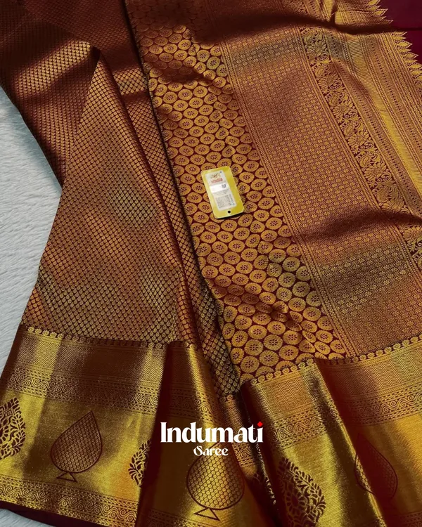 Brown_Color_Now_Available_Soft_Banarasi_Silk_Saree_with_Pure_Golden_Zari_work_&_Classy_Blouse_Piece