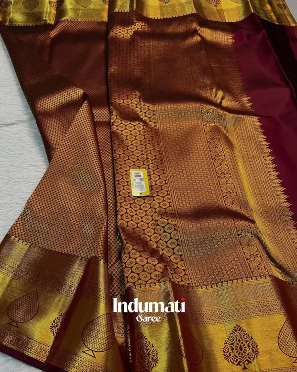 Brown_Color_Now_Available_Soft_Banarasi_Silk_Saree_with_Pure_Golden_Zari_work_&_Classy_Blouse_Piece